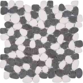 White&Black Reconstituted Pebble Mosaic Interlocking - stone (12x12) tile